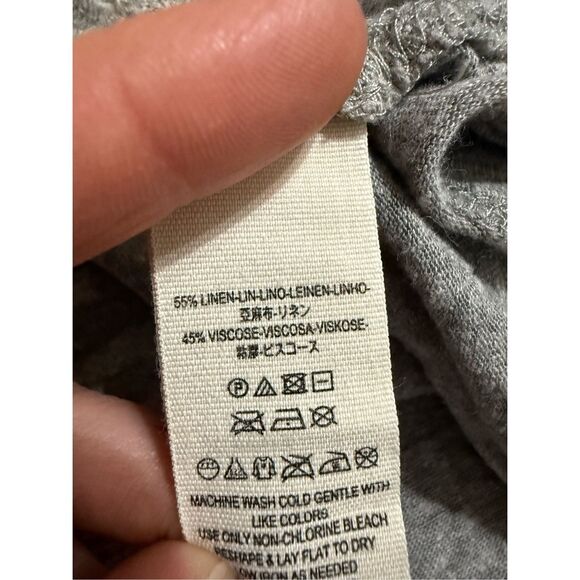 We The Free Weekend Linen Blend Tee In Gray Sz S - Picture 5 of 8